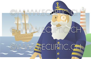 Captain to the sea sail ship lighttower