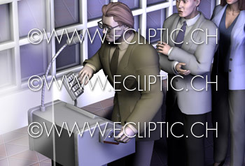 Identification systems ID check point security control business men waiting in line tiping secret code card voice biometric sensors IT finger-print smartcard face scanner PIN personal identity verification verify3D rendering vector drawing stock illustration